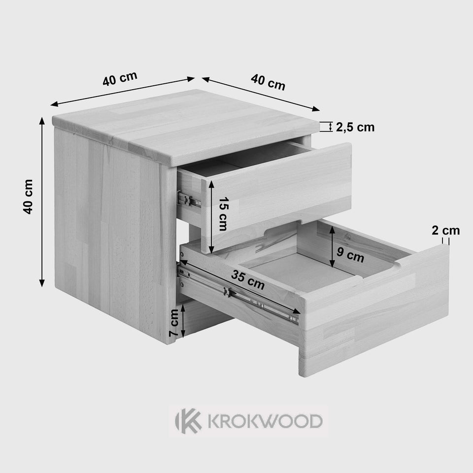 Elsa oak bedside table