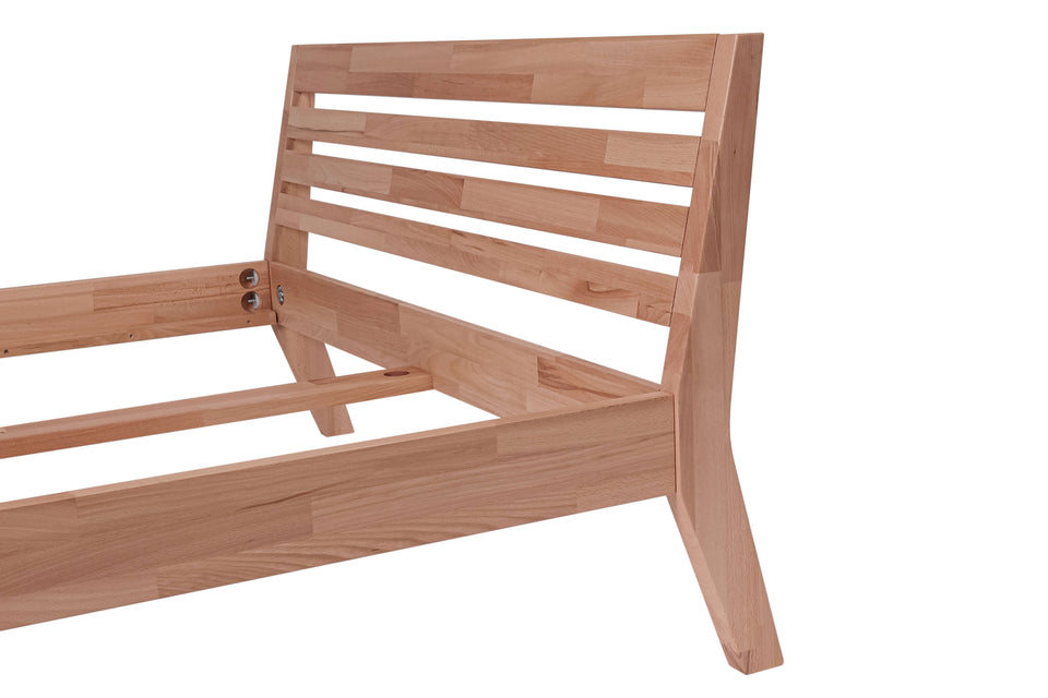 Beech Wooden Bed Frame with Sturdy Headboard