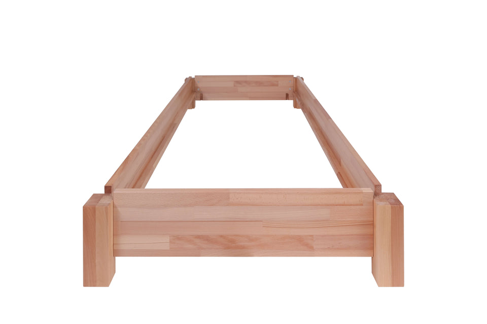 Front view of Stella stackable solid beech bed frame