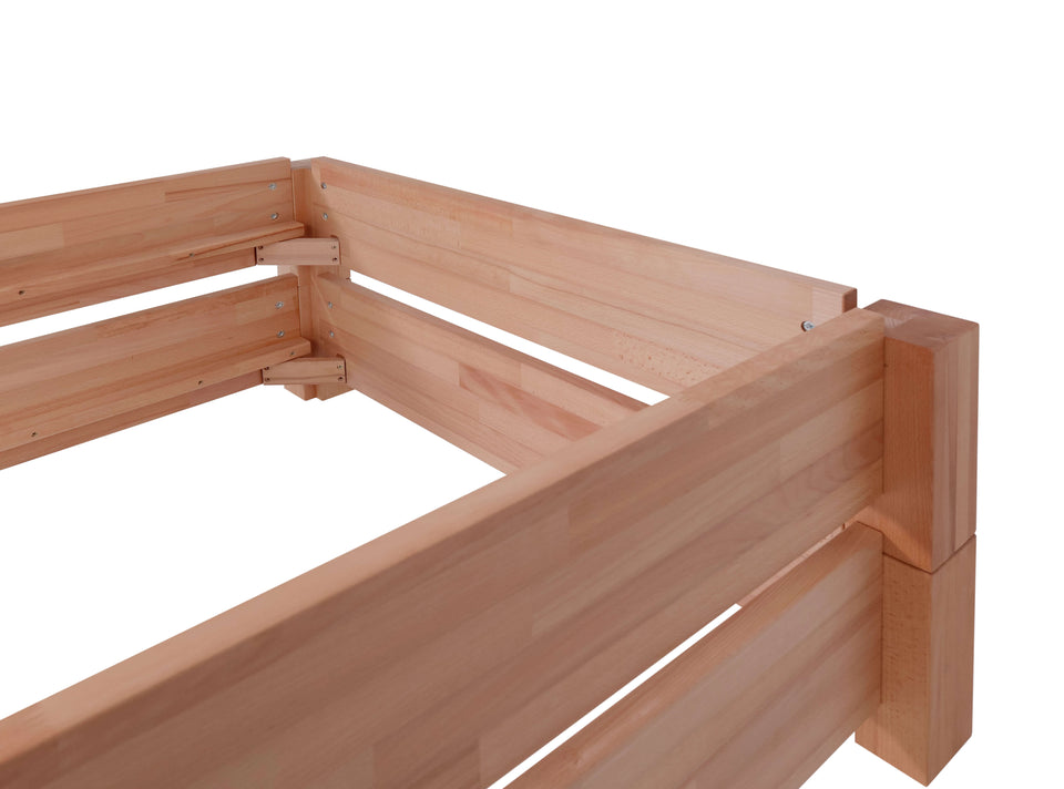 Side view of Stella stackable beech bed frame