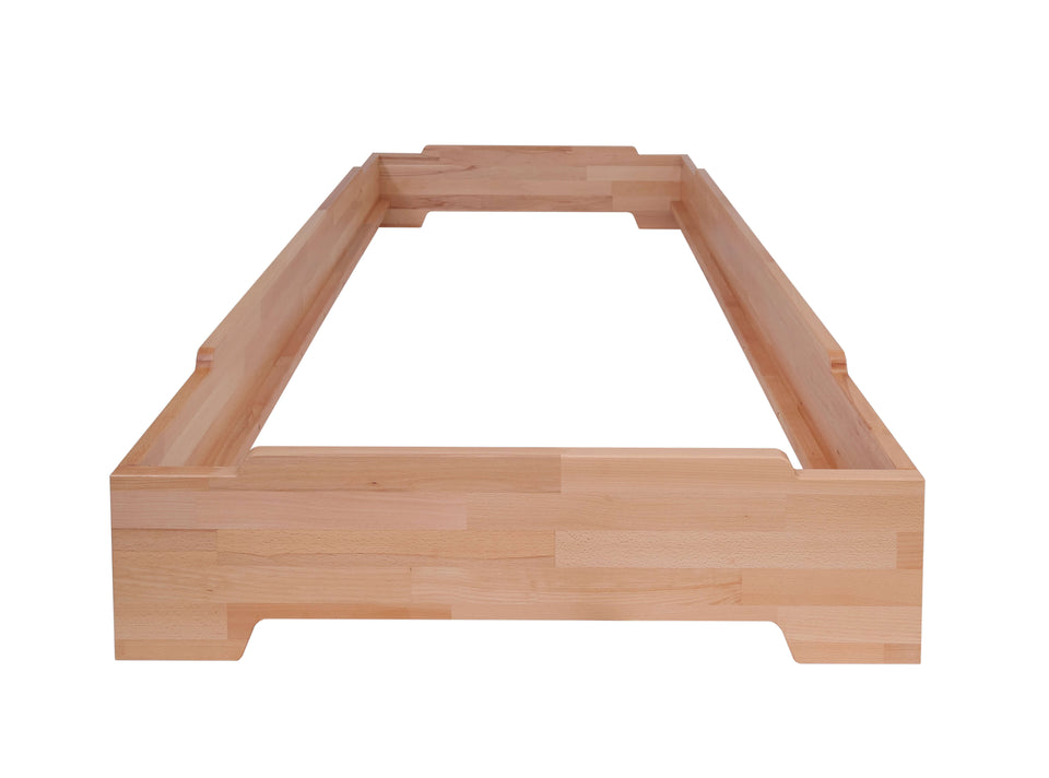 Front view of Emily stackable solid beech bed frame