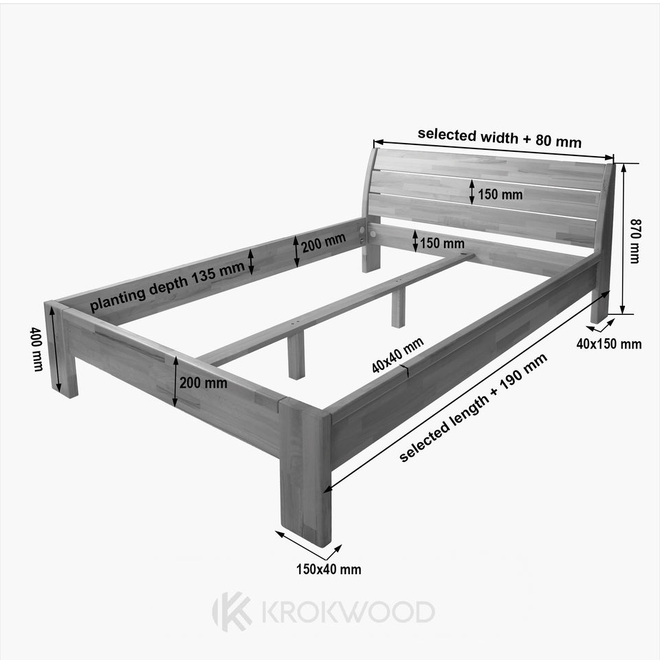 Alice Beech Bed Krok Wood Dimensions