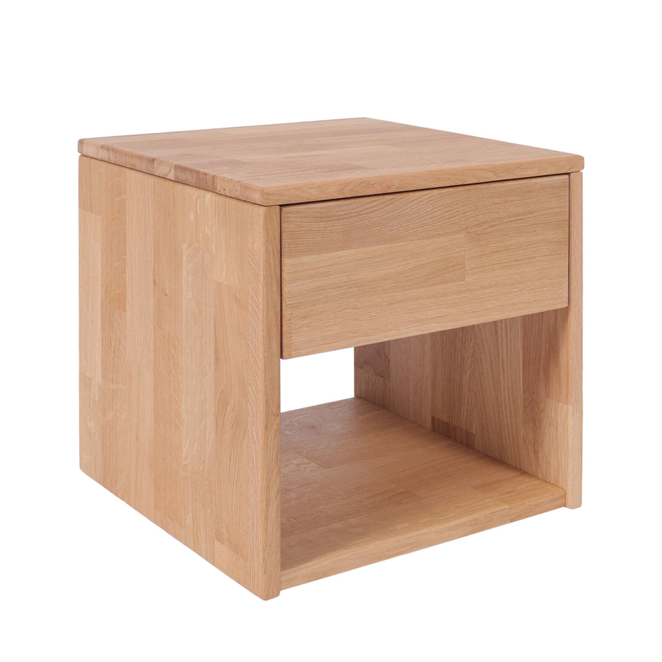 Jana oak wood bedside table by KrokWood, side view