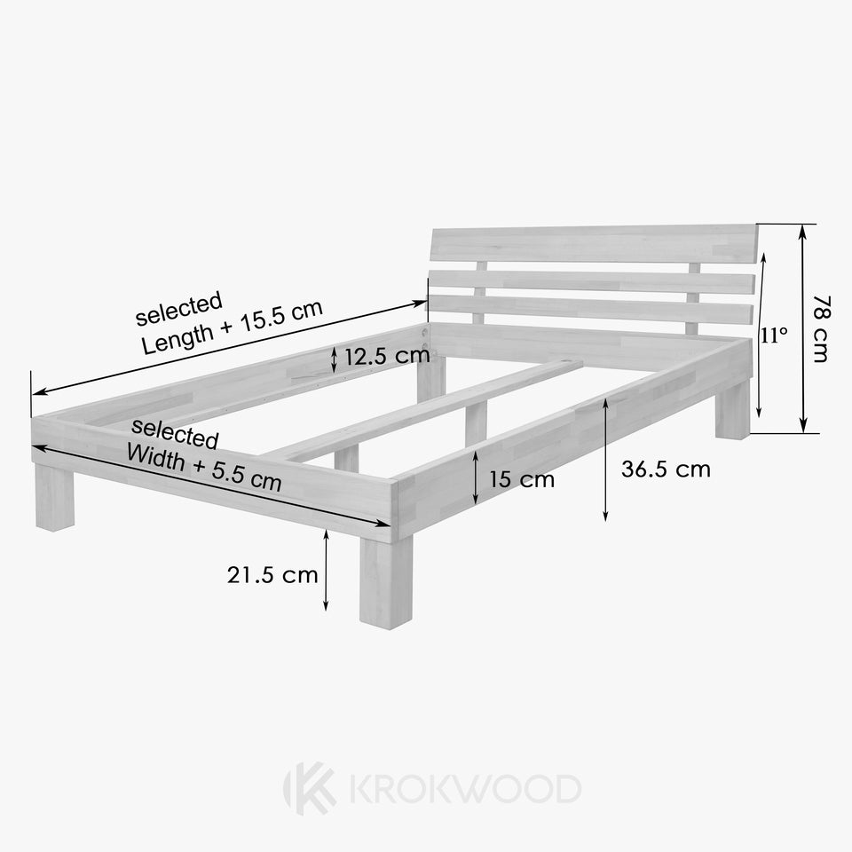 Krokwood Julia Solid Wood Bed in Beech dimensions