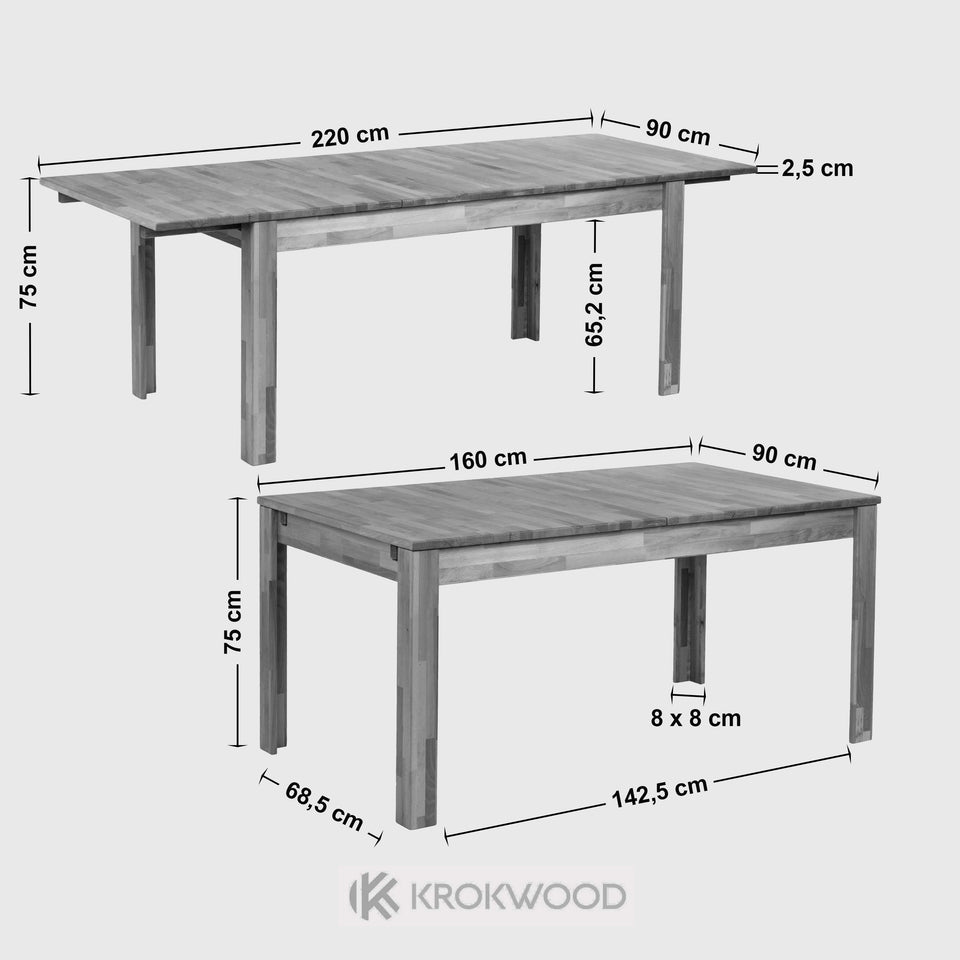 Extendable table London beech