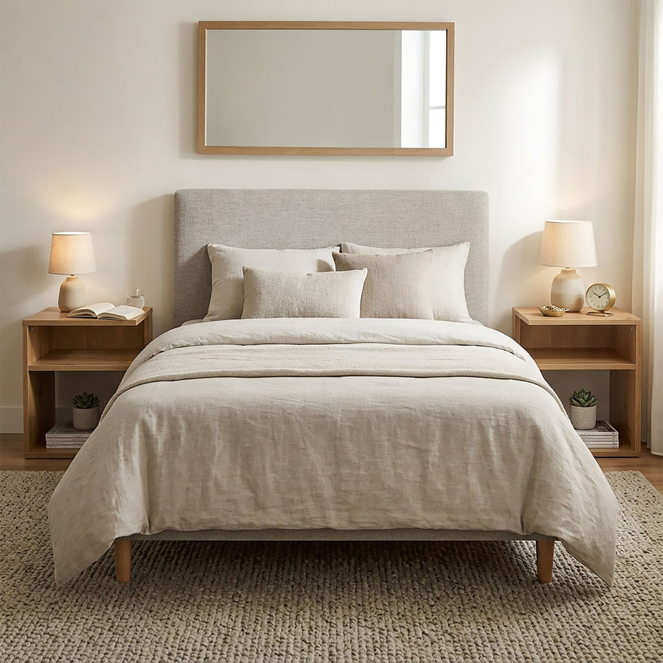 LORA Bedside table of laminated chipboard with open compartments