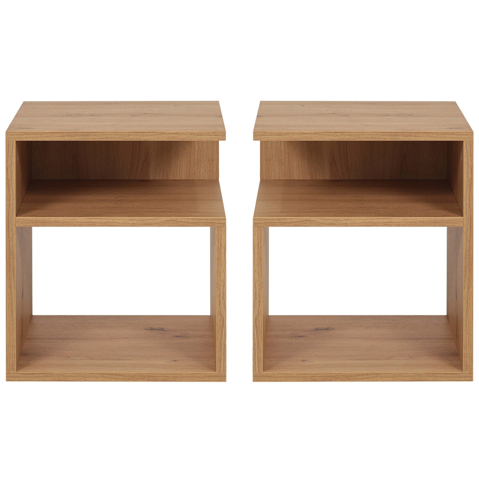 LORA Bedside table of laminated chipboard with open compartments