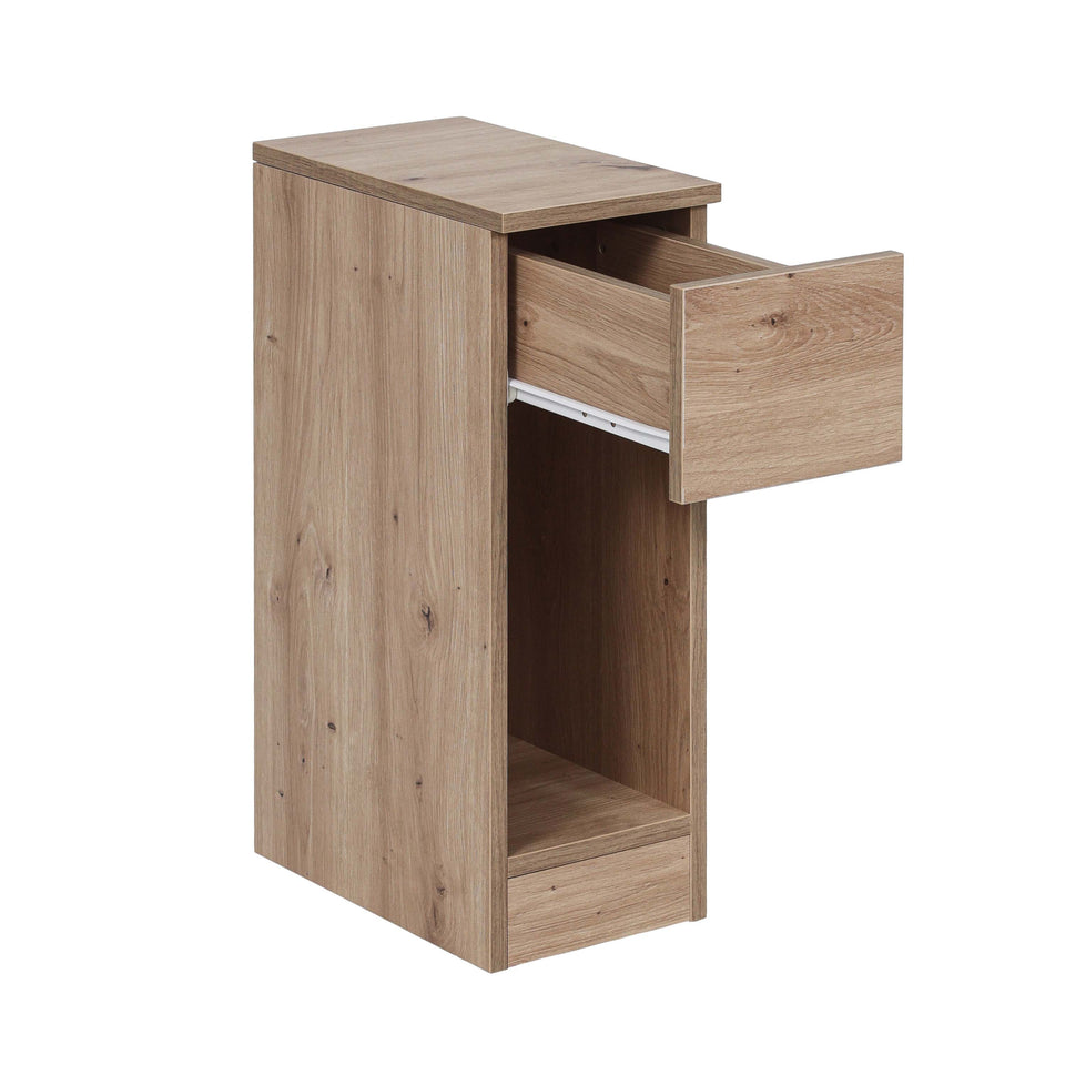 Bedside table with open drawer