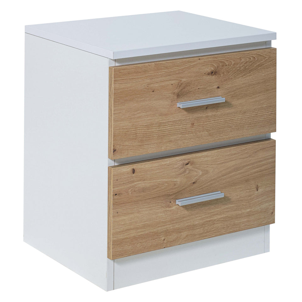 Bedside cabinet with 2 drawers in White/Artisan Oak colour combination