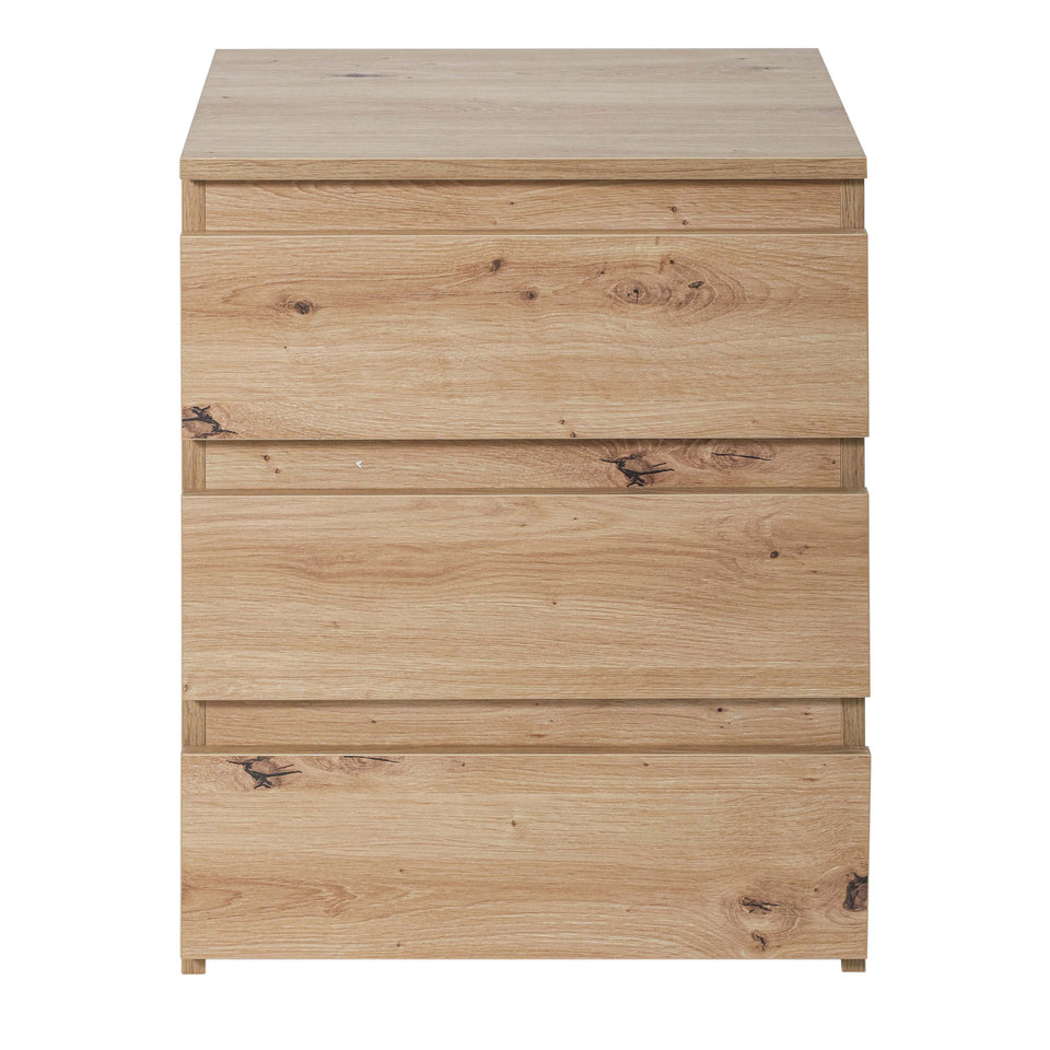 Front view of the LORA drawer cabinet in Artisan Oak