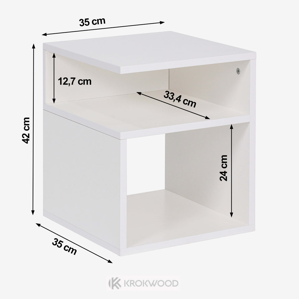 LORA Bedside table of laminated chipboard with open compartments