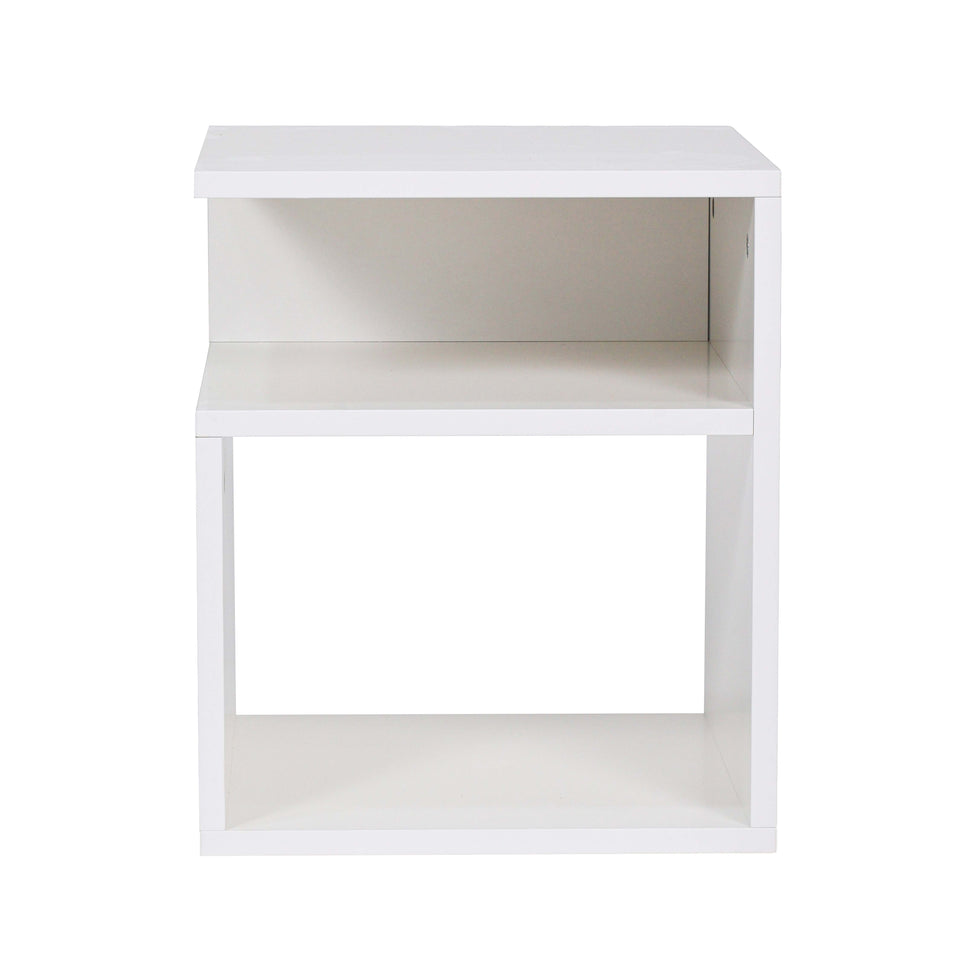 LORA Bedside table of laminated chipboard with open compartments