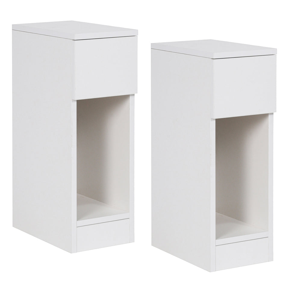 LORA Chipboard Bedside Table, Vertical Design with Drawer and Open Compartment