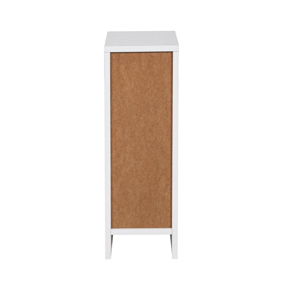 Rear view of the white bedside table