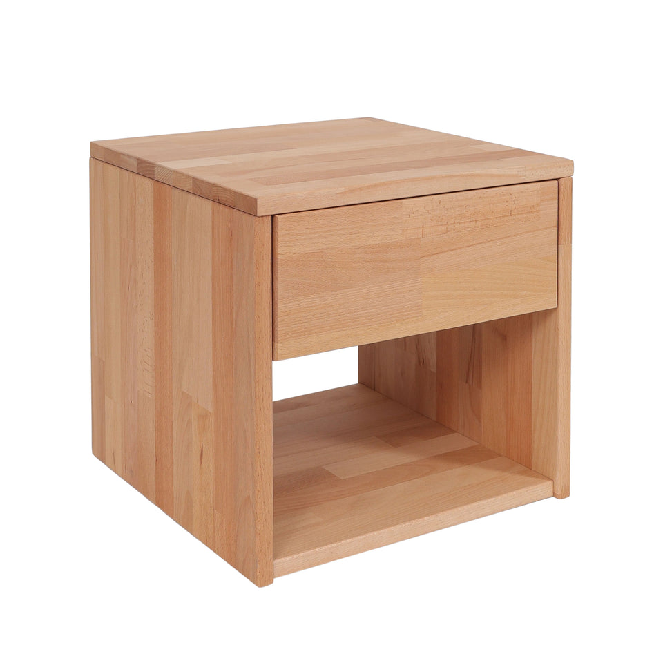 Jana bedside table made of beech wood by KrokWood, side view