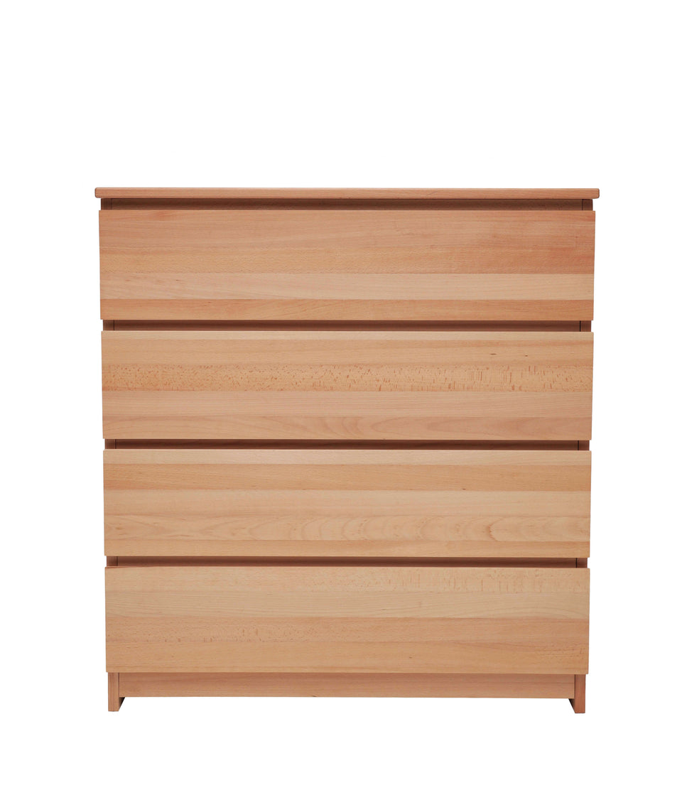 A solid beech chest of drawers