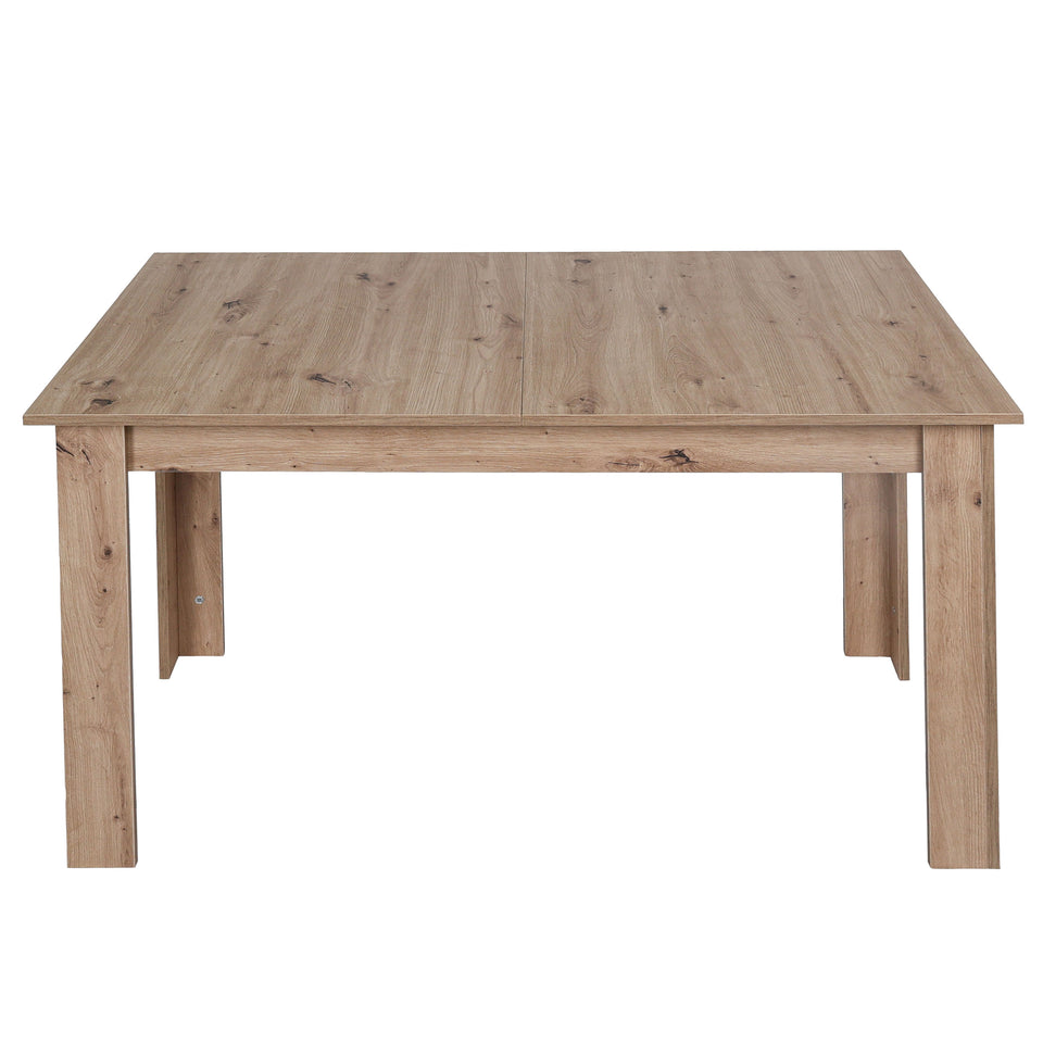 Front view of the rectangular Lora dining table made from laminated chipboard