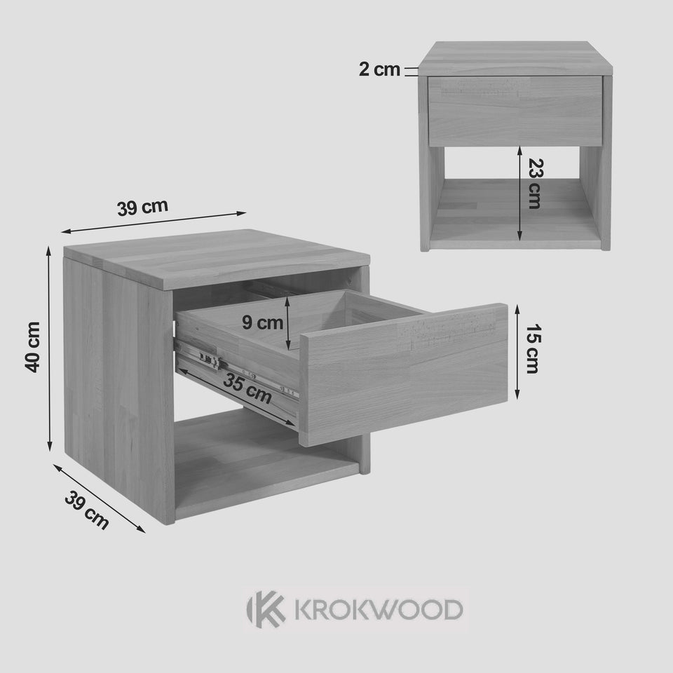 Dimensions of the solid wood bedside table