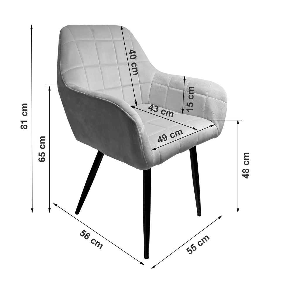 Wilhelm - dining room chair, living room chair, office chair, metal legs (Set of 2)