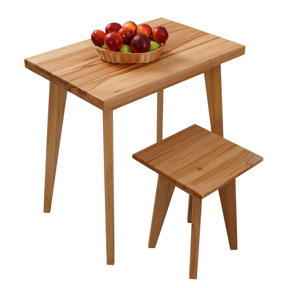 Dining table and stool in beech wood