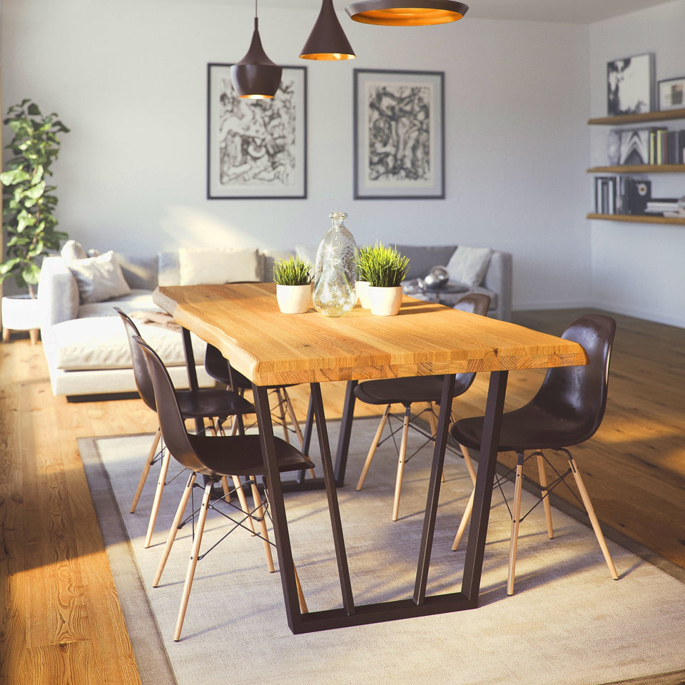 Lisbon Beech Dining Table, Metal Legs with Sente