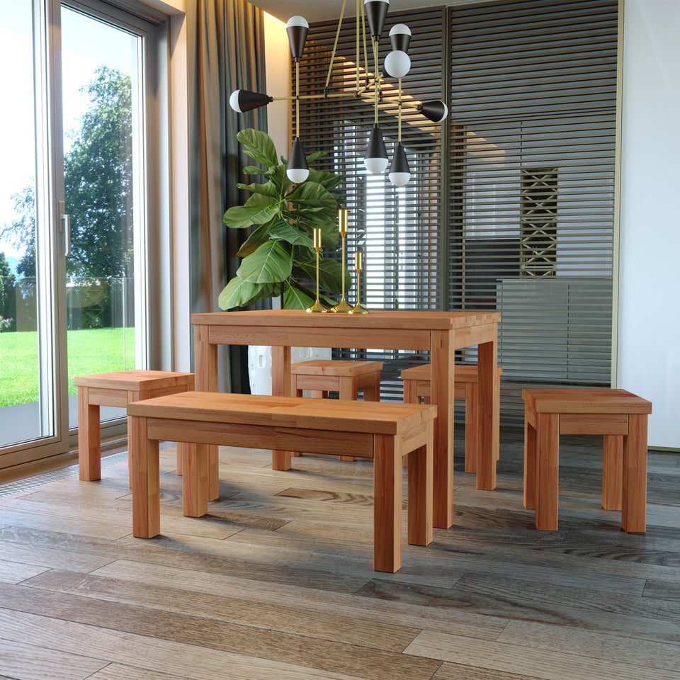 Bench made of solid wood in beech