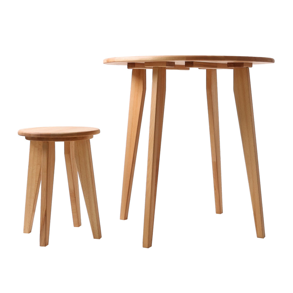 Table and stool in beech